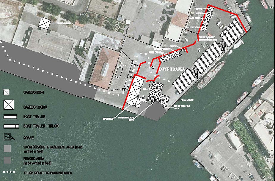 Location of the pits for the Ocean Grand Prix 2011 in Siracusa