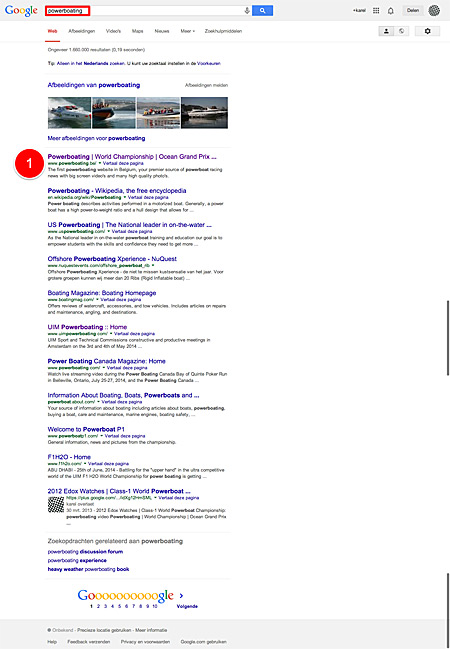 Powerboating.be outranks Wikipedia!
